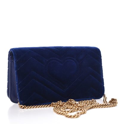 Gucci Velvet Matelasse GG Marmont Mini Bag Cobalt Blue 4 of 9