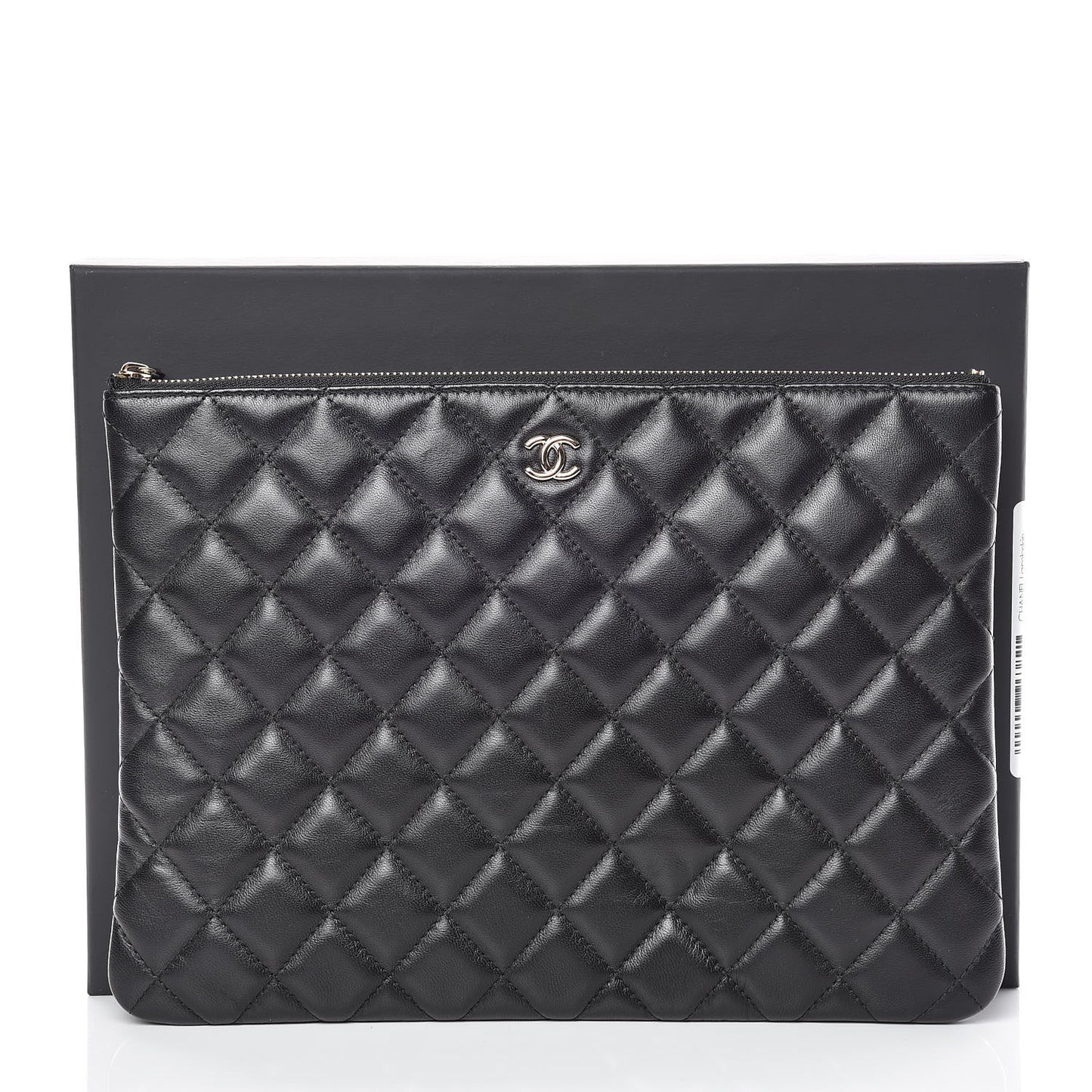 Lambskin Quilted Medium Cosmetic Case Black