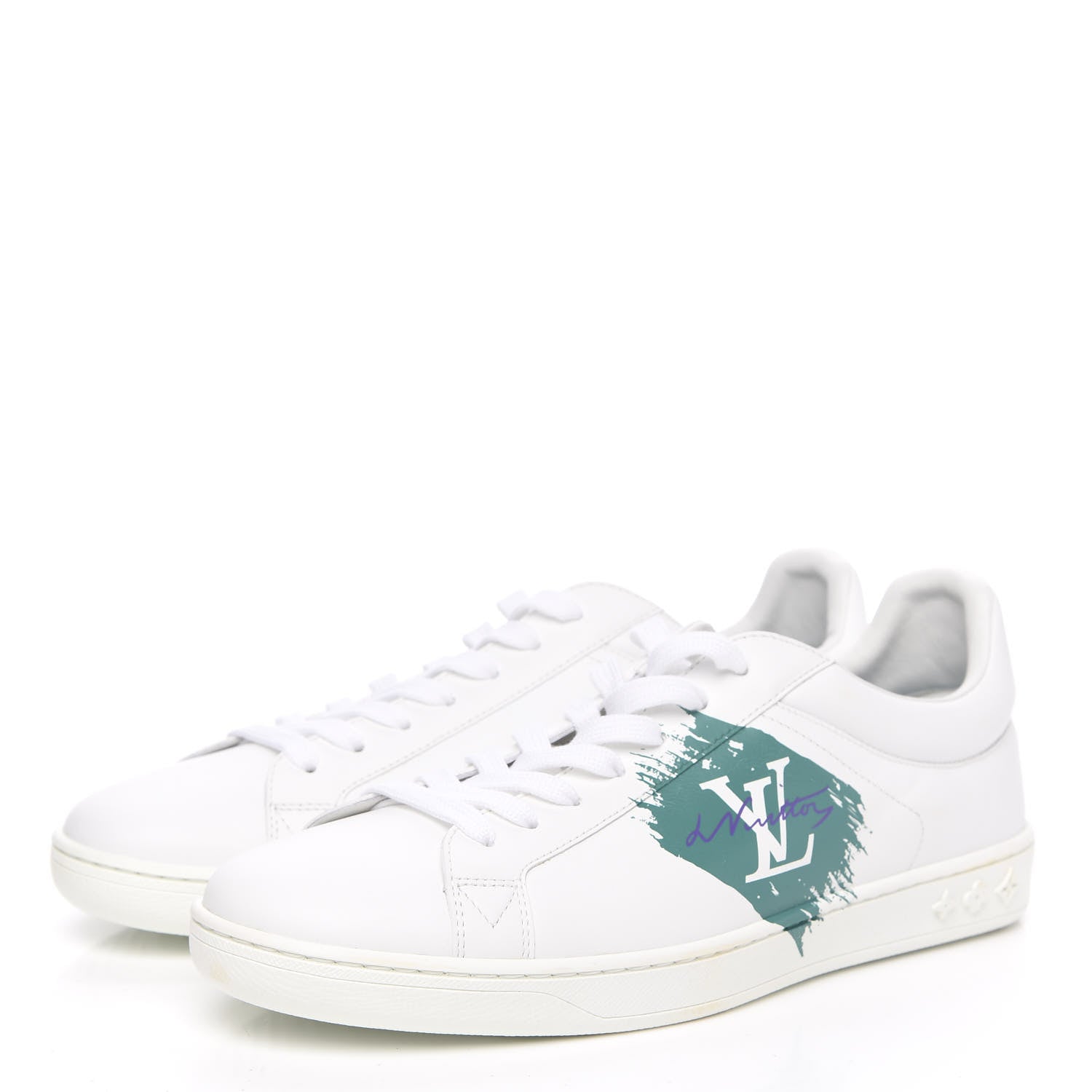 Louis Vuitton Calfskin Luxembourg Sneakers 7 White Green 3 of 8