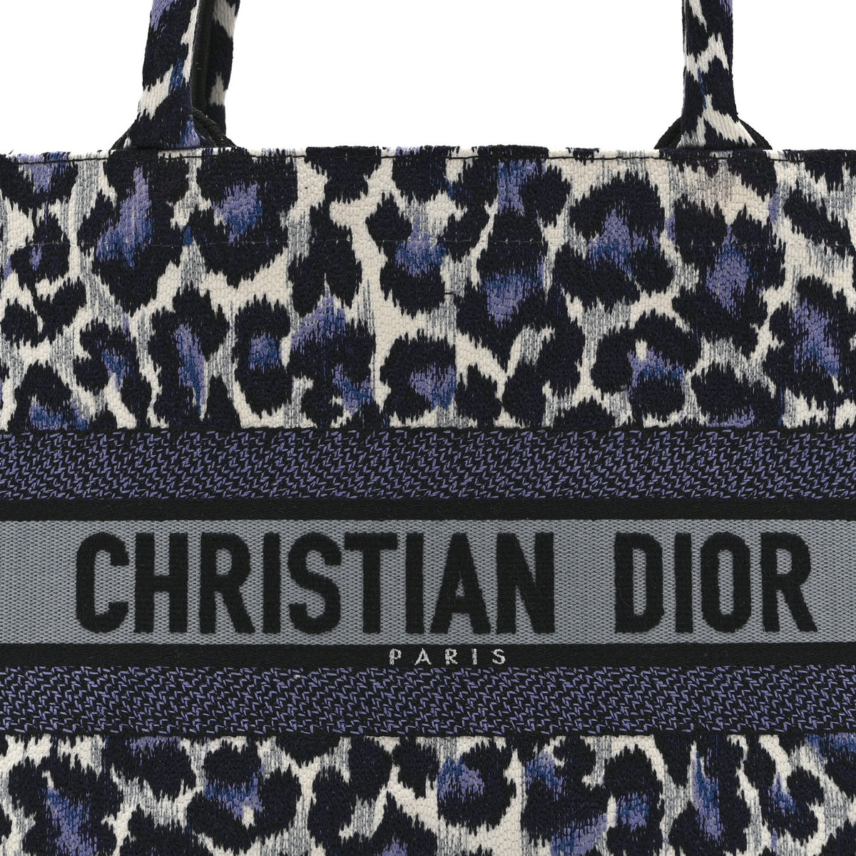 Canvas Mizza Embroidered Medium Leopard Book Tote Purple