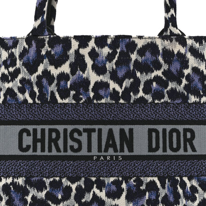 Christian Dior Canvas Mizza Embroidered Medium Leopard Book Tote Purple 8 of 10