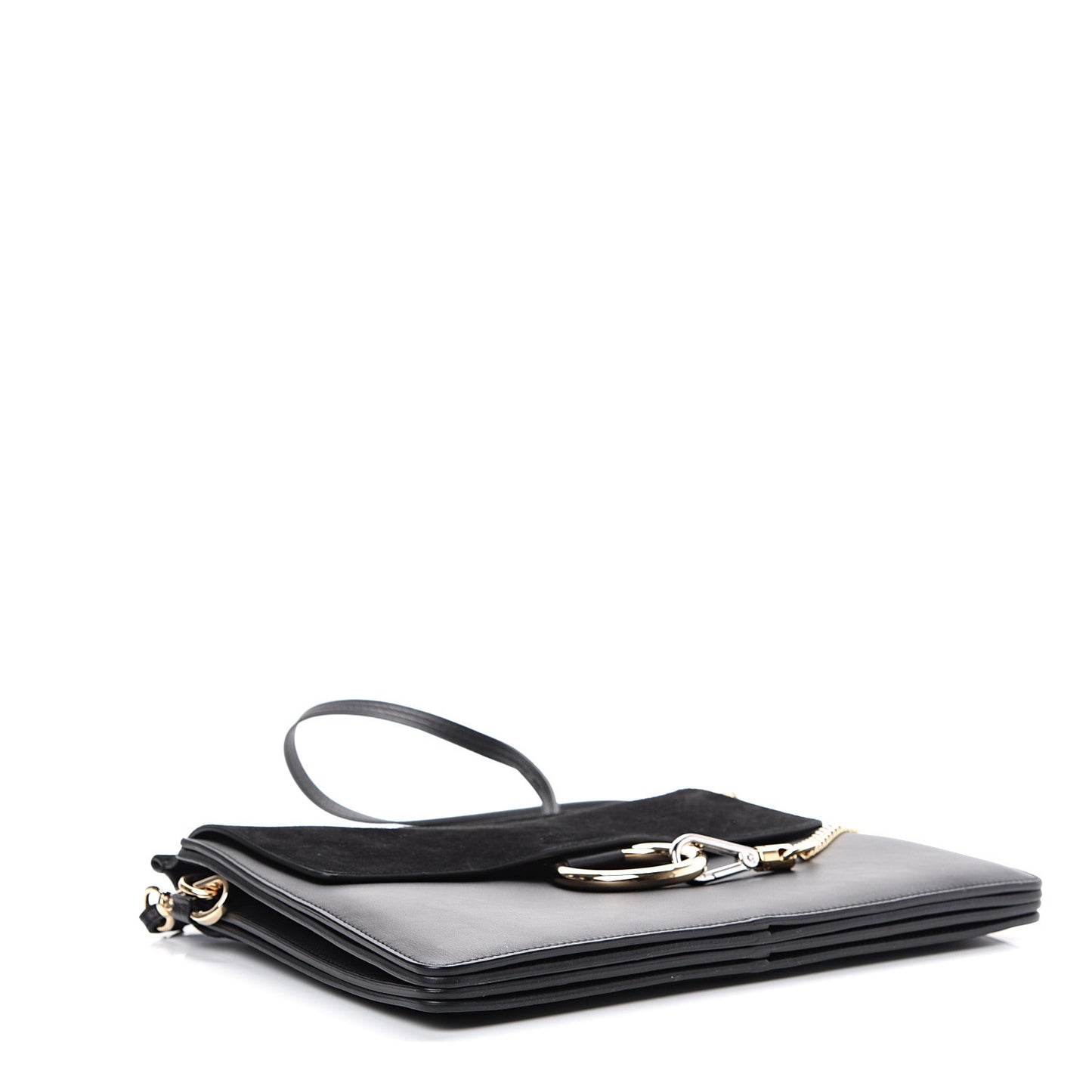 Suede Calfskin Medium Faye Shoulder Bag Black