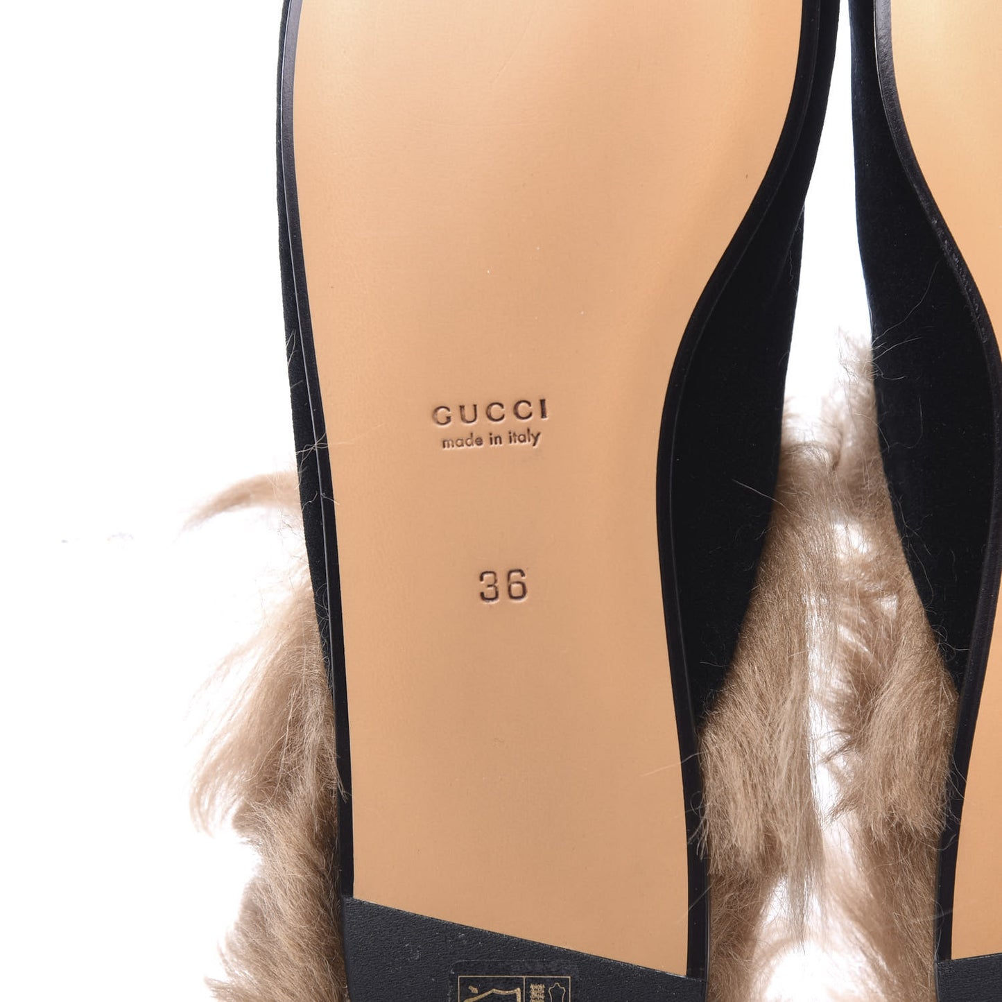 Velvet Fur Womens Princetown Slippers 36 Black