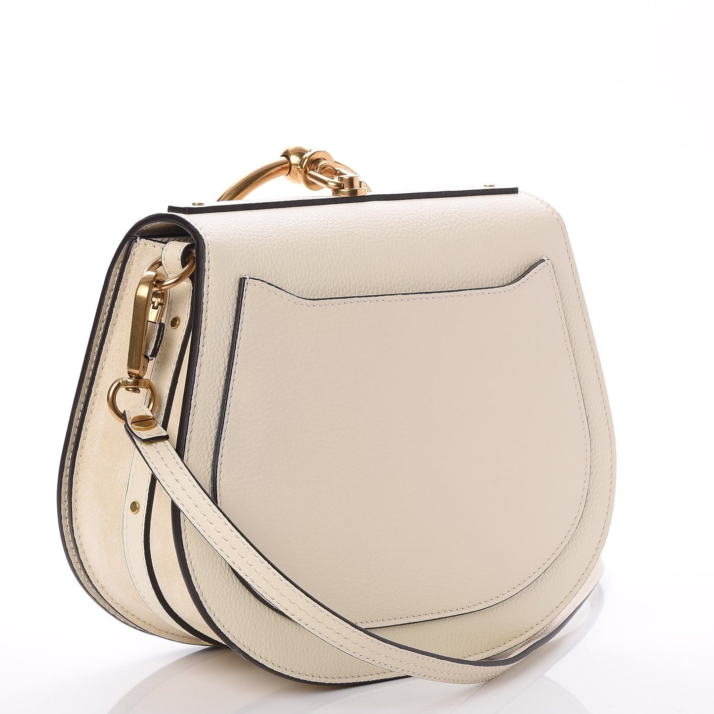 Calfskin Suede Medium Nile Bracelet Bag Off White