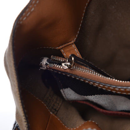 Burberry Canvas Mega Check Medium Ashby Hobo Saddle Brown 7 of 10