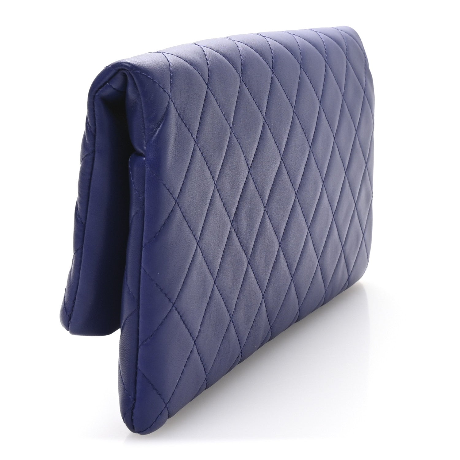 Chanel Lambskin Quilted CC Beauty Clutch Blue 3 of 8
