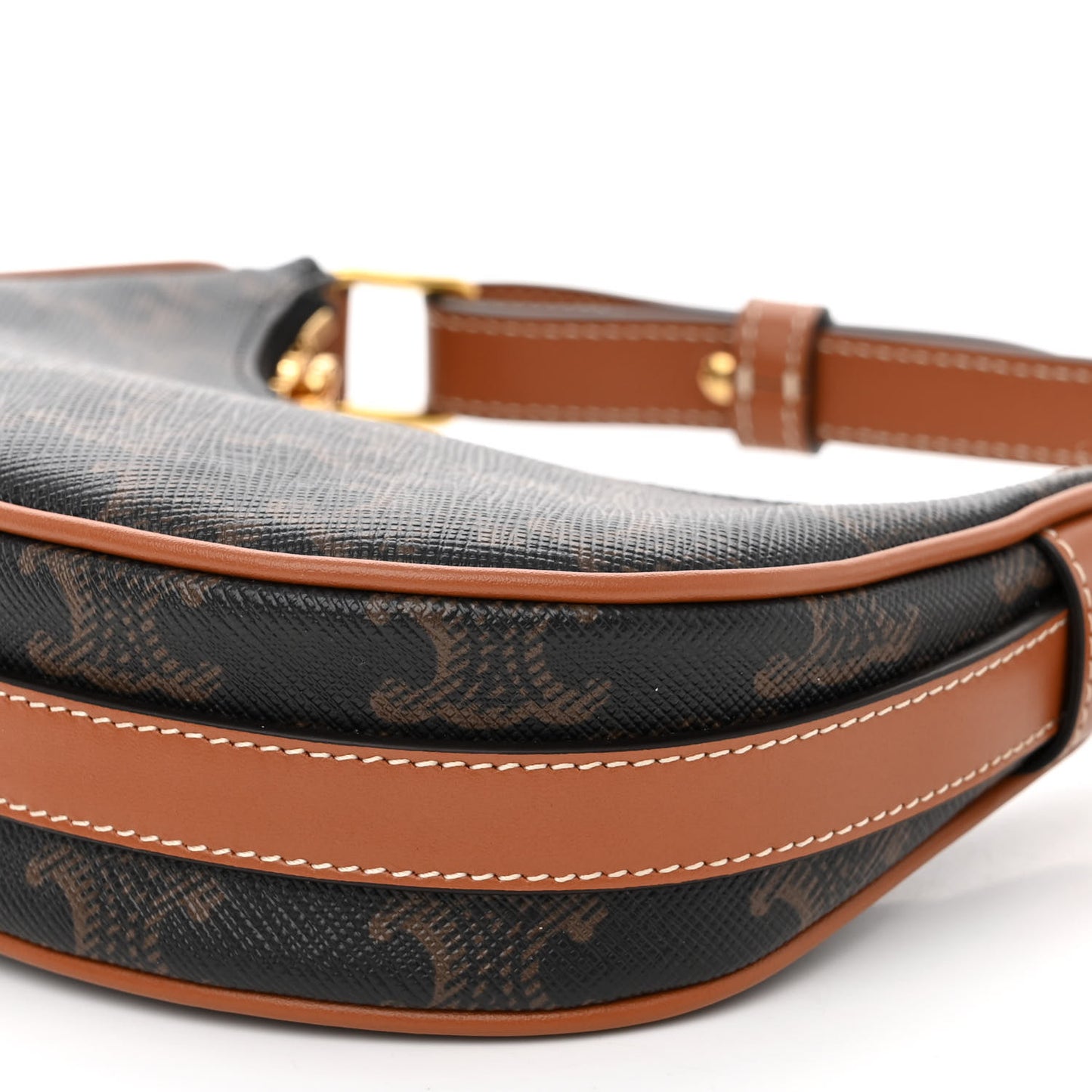 Canvas Calfskin Mini Ava Triomphe Shoulder Bag Tan
