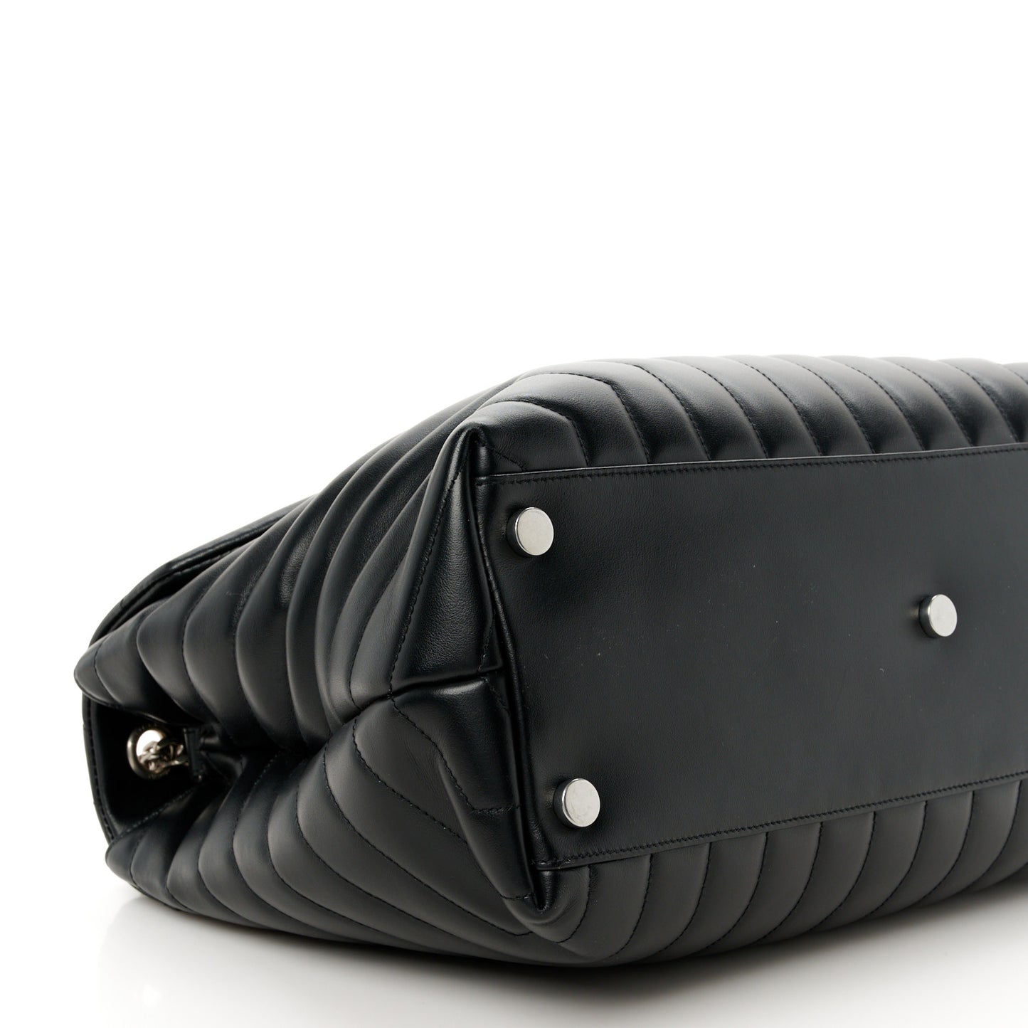 Calfskin Y Quilted Monogram Large Loulou Chain Satchel Black
