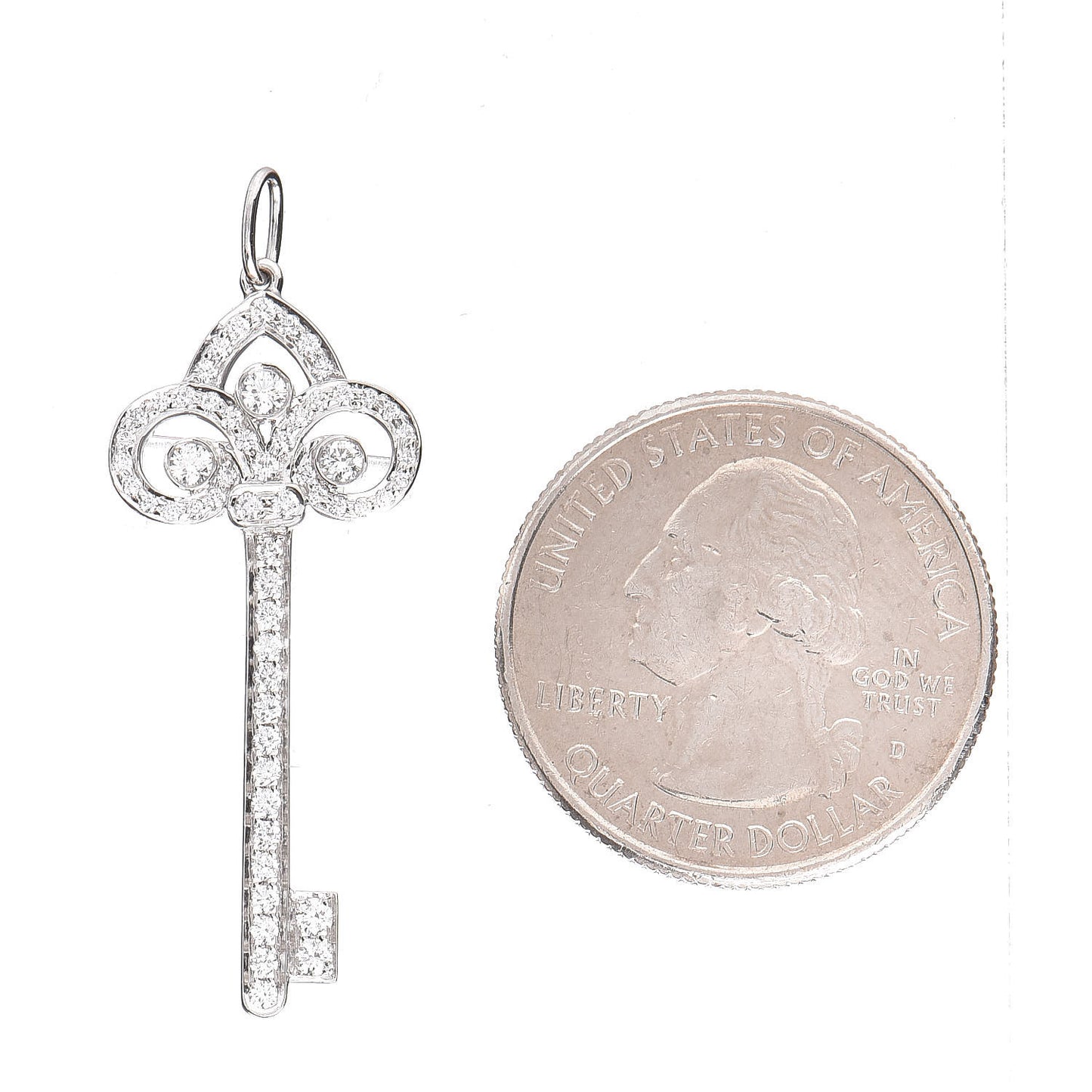 Platinum Diamond .41ct Fleur De Lis Key Pendant