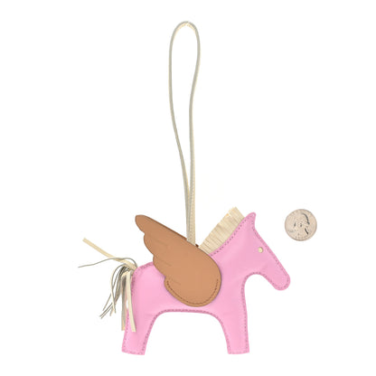 Hermes Milo Lambskin Grigri Rodeo Pegase Horse Bag Charm MM Mauve Sylvestre Craie Chai 2 of 5