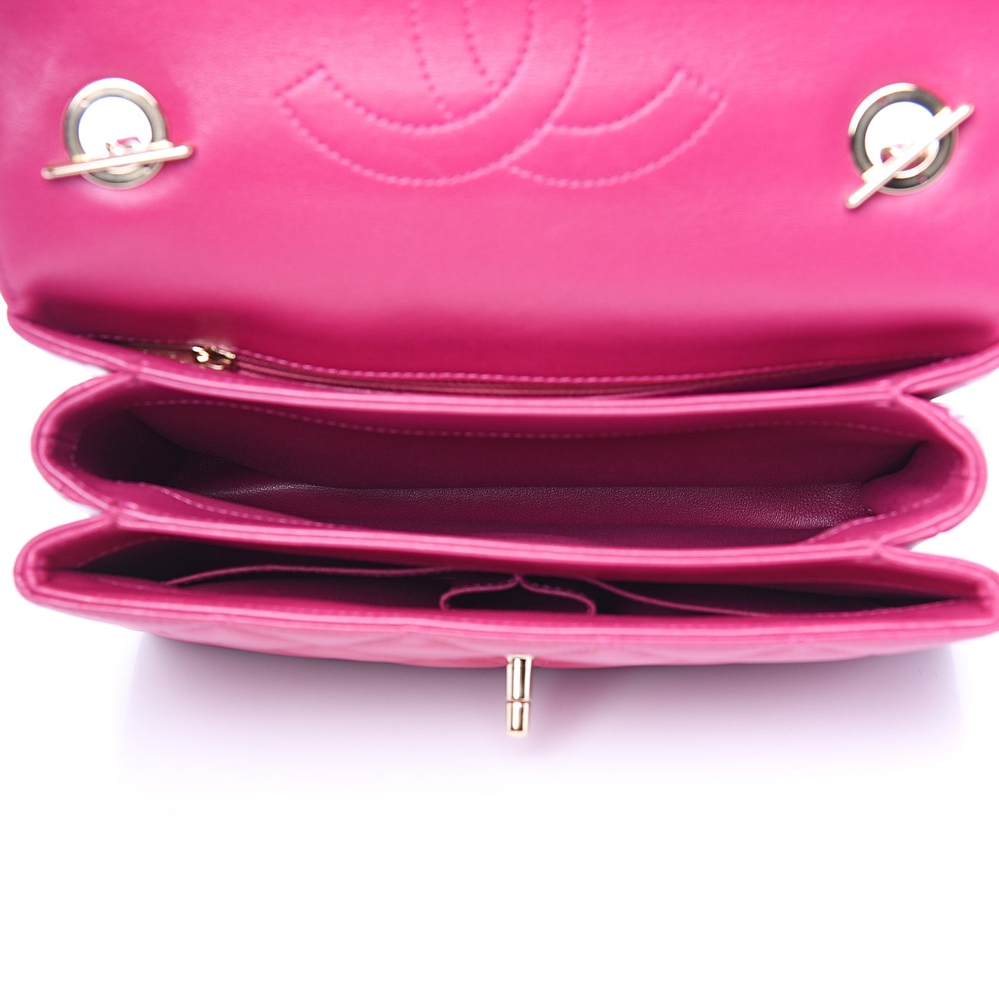 Lambskin Quilted Small Trendy CC Dual Handle Bag Dark Pink
