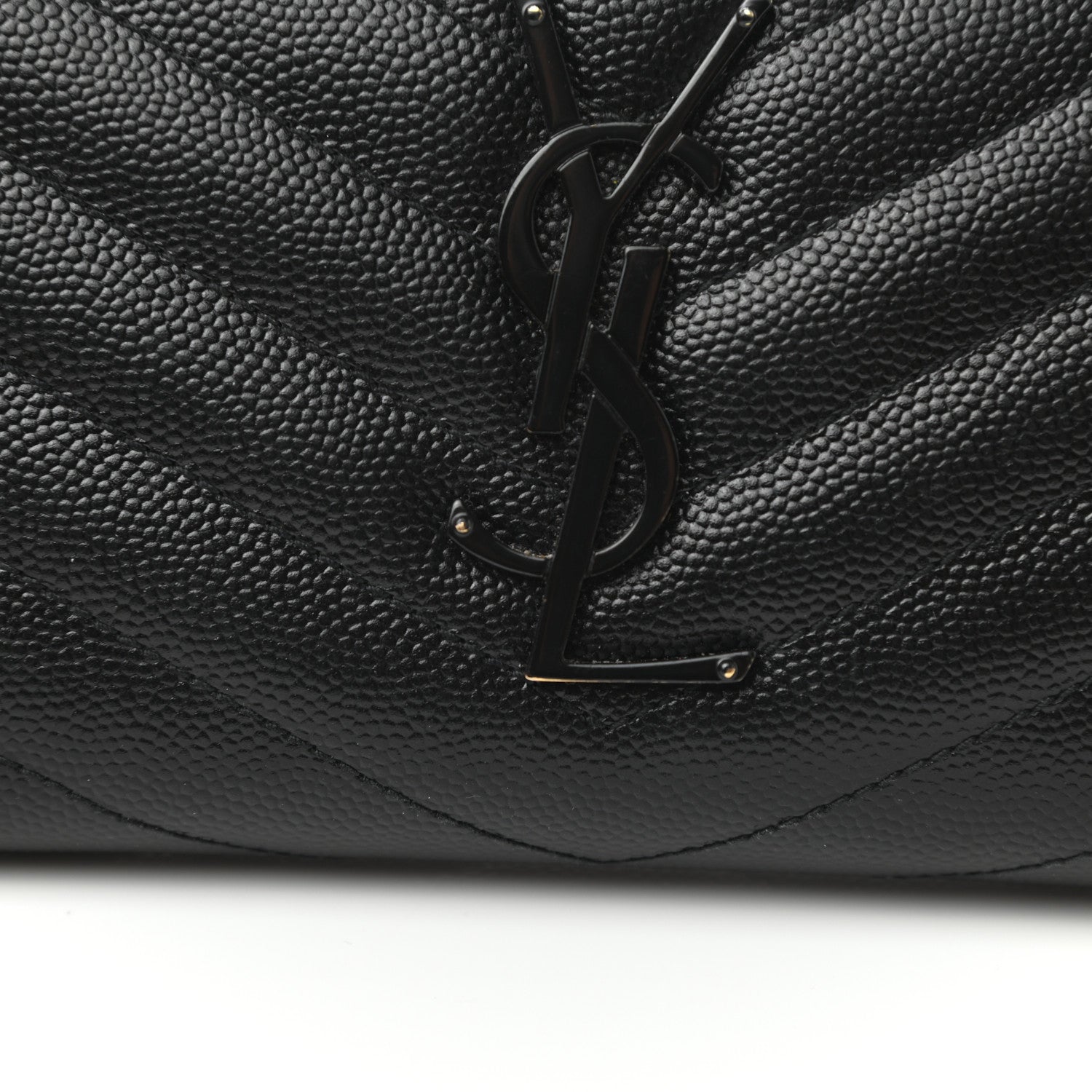 Saint Laurent Grain De Poudre Matelasse Chevron Monogram Zip Around Wallet Black 8 of 8