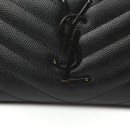 Saint Laurent Grain De Poudre Matelasse Chevron Monogram Zip Around Wallet Black 8 of 8