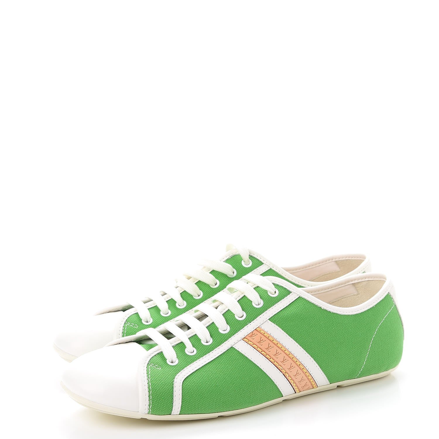 Louis Vuitton Canvas Calfskin Sneakers 38 Green 3 of 14