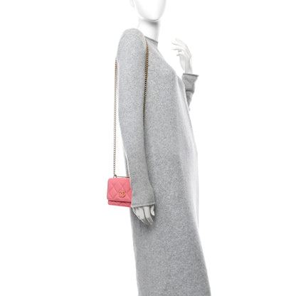 Chanel Lambskin Enamel Quilted Pending CC Clutch With Chain Pink 2 of 11