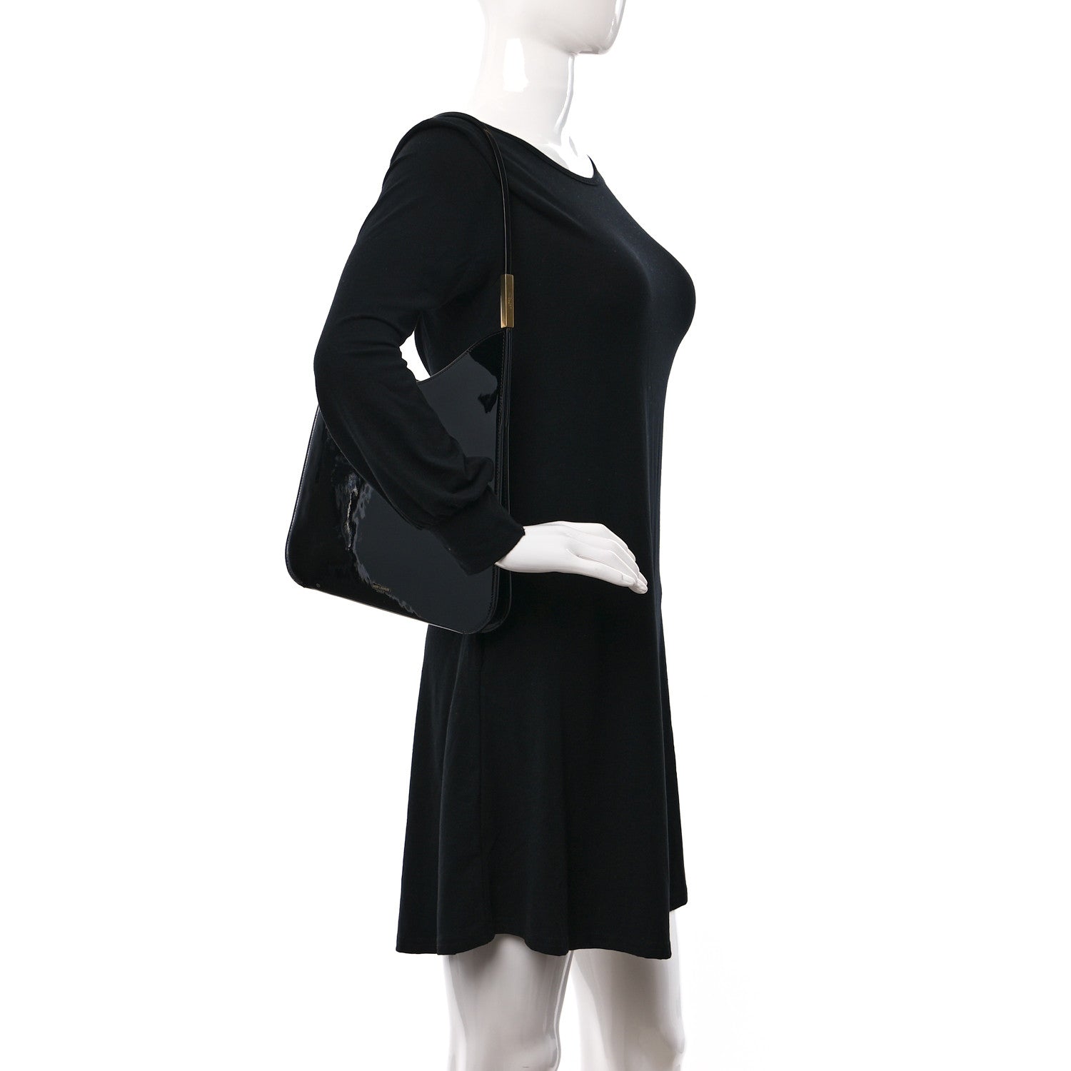 Saint Laurent Patent Calfskin Sadie Shoulder Bag Black 2 of 9