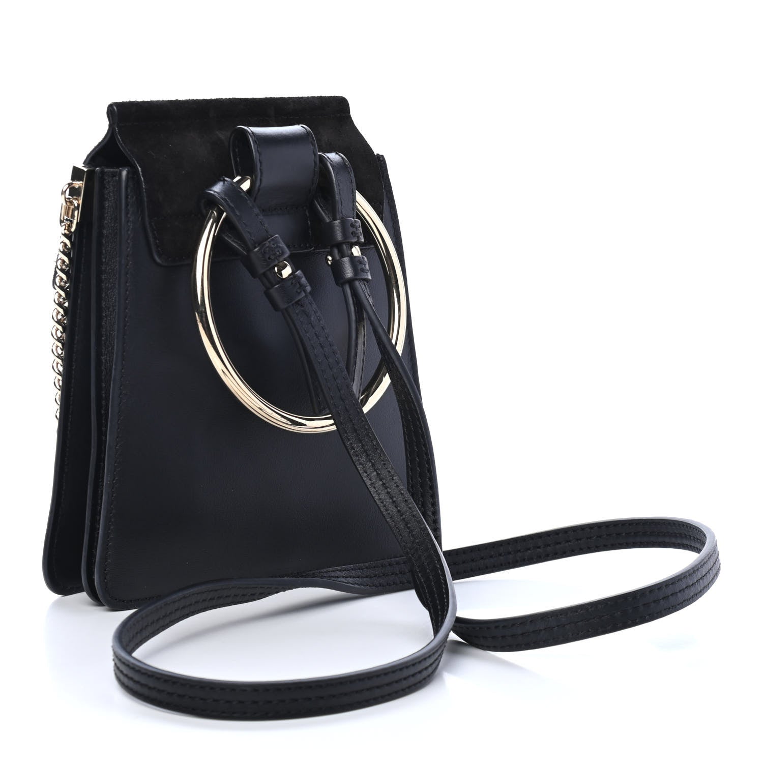 Chloe Suede Calfskin Mini Faye Bracelet Bag Black 2 of 4