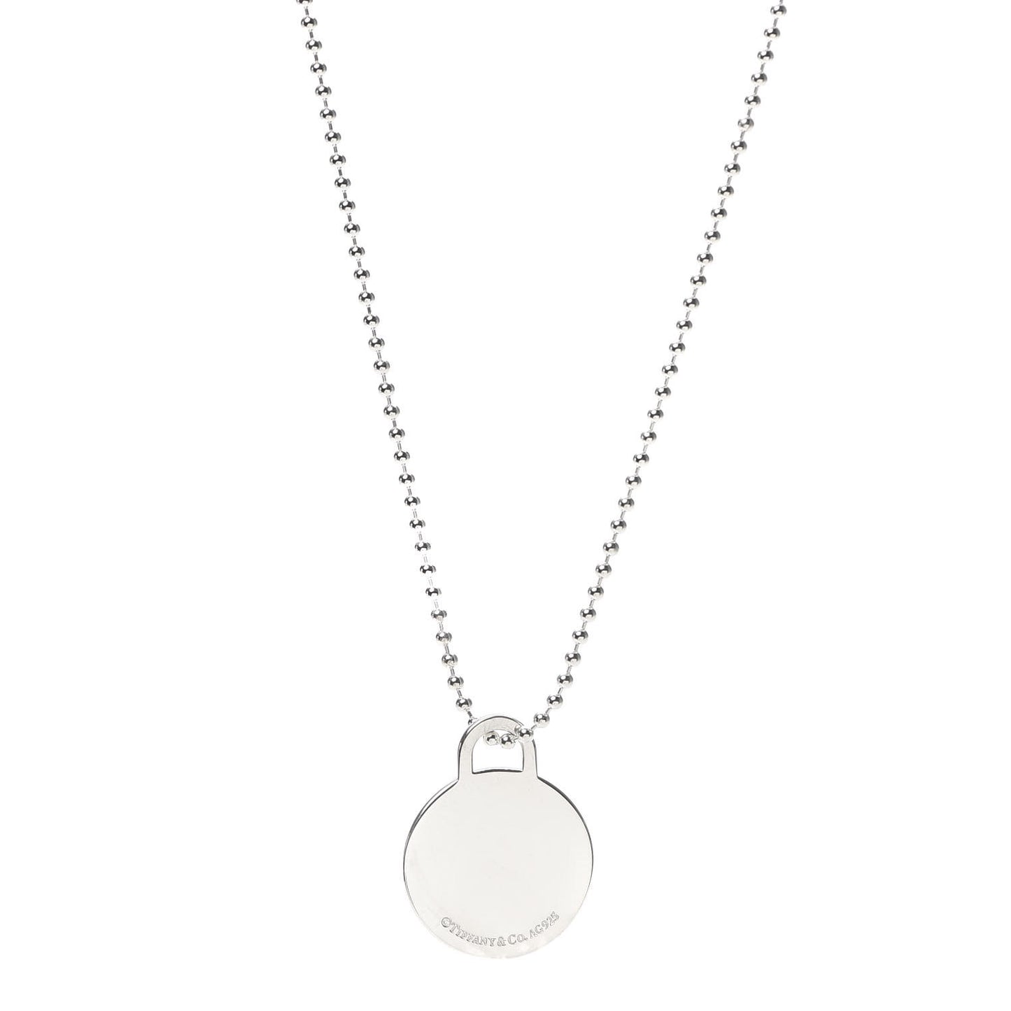 Sterling Silver Round Tag Bead Necklace