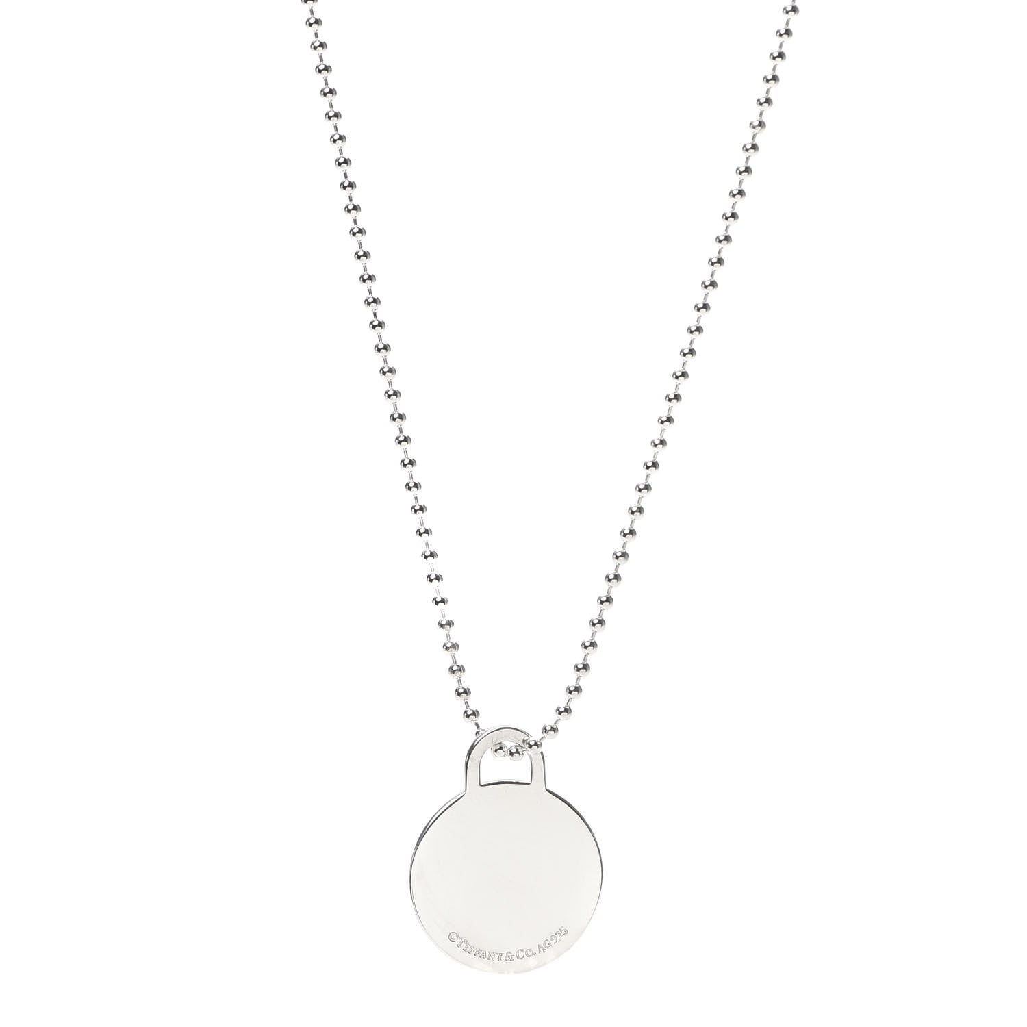 Tiffany Sterling Silver Round Tag Bead Necklace 1 of 5