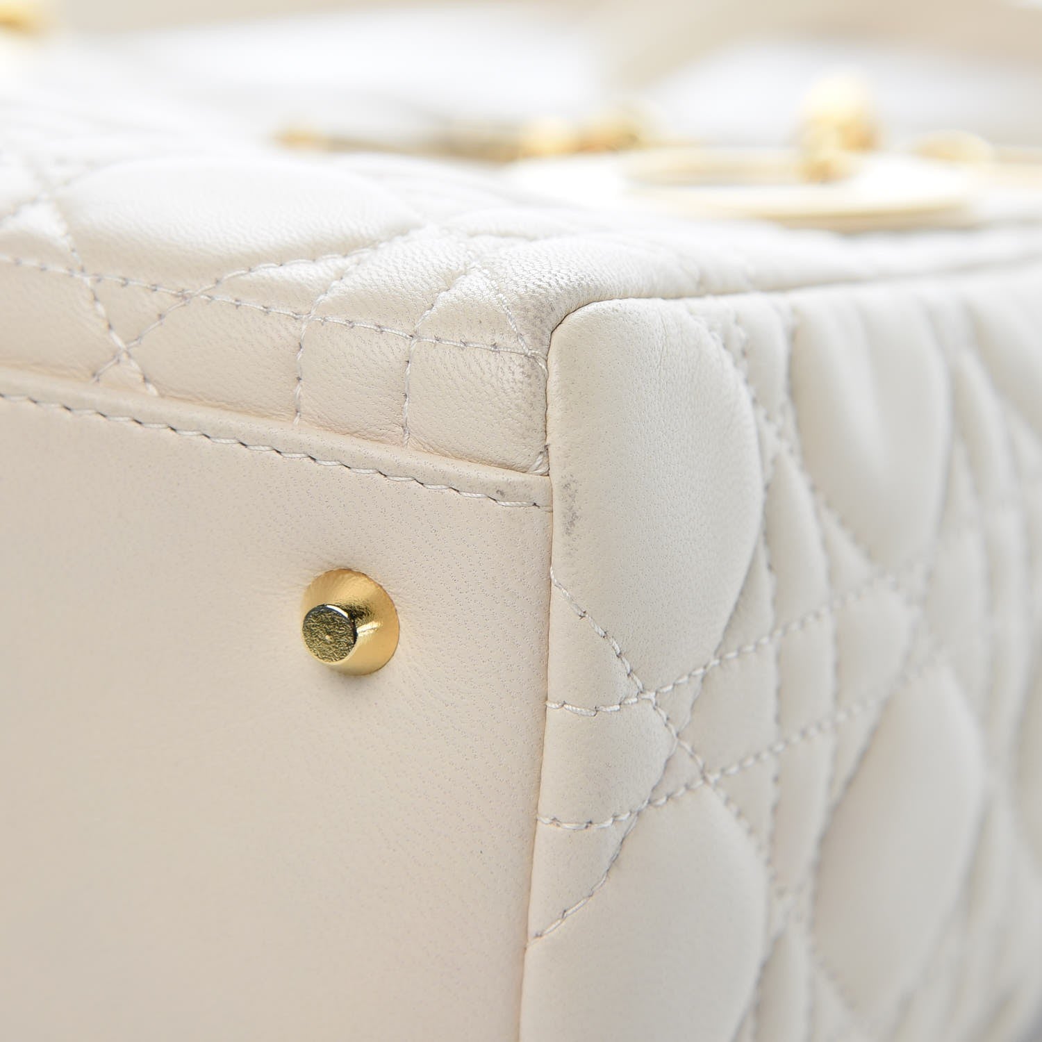 Christian Dior Lambskin Cannage Medium Lady Dior White 12 of 14