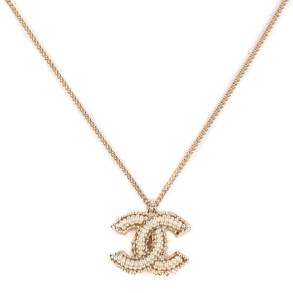 Chanel Pearl CC Pendant Necklace Gold 1 of 7