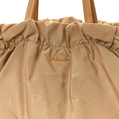 Prada Nylon Jacquard Logo Drawstring Tote Sesamo 7 of 11