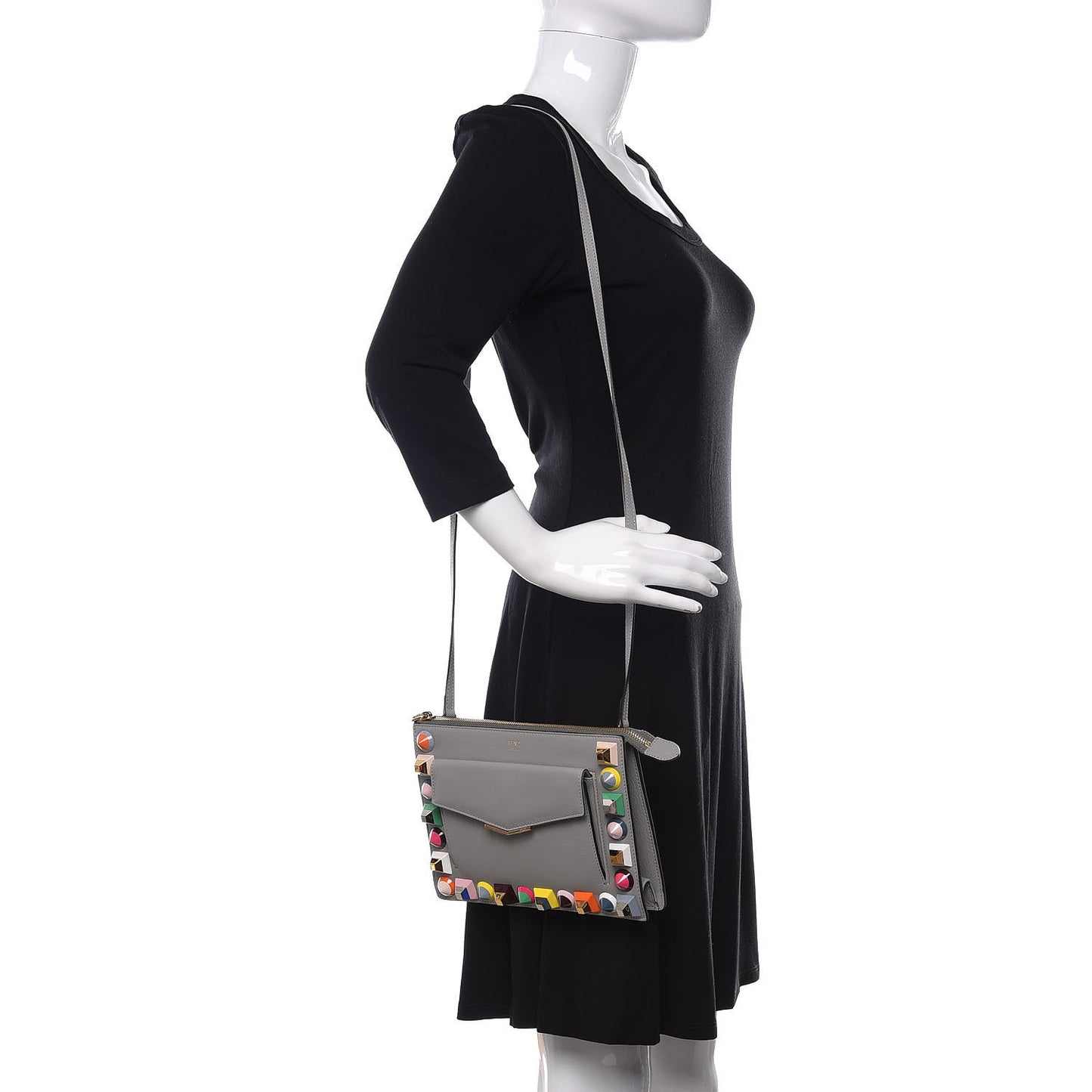 Vitello Dolce Studded Mini 2Jours Pouch Ardesia Multicolor