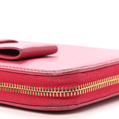 Prada Saffiano Fiocco Bow Zip Around Wallet Peonia 12 of 13