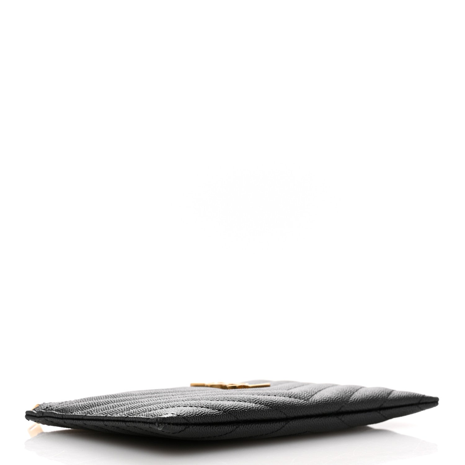 Saint Laurent Grain De Poudre Chevron Monogram Bill Pouch Black 4 of 11