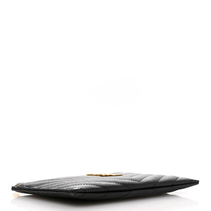 Saint Laurent Grain De Poudre Chevron Monogram Bill Pouch Black 4 of 11
