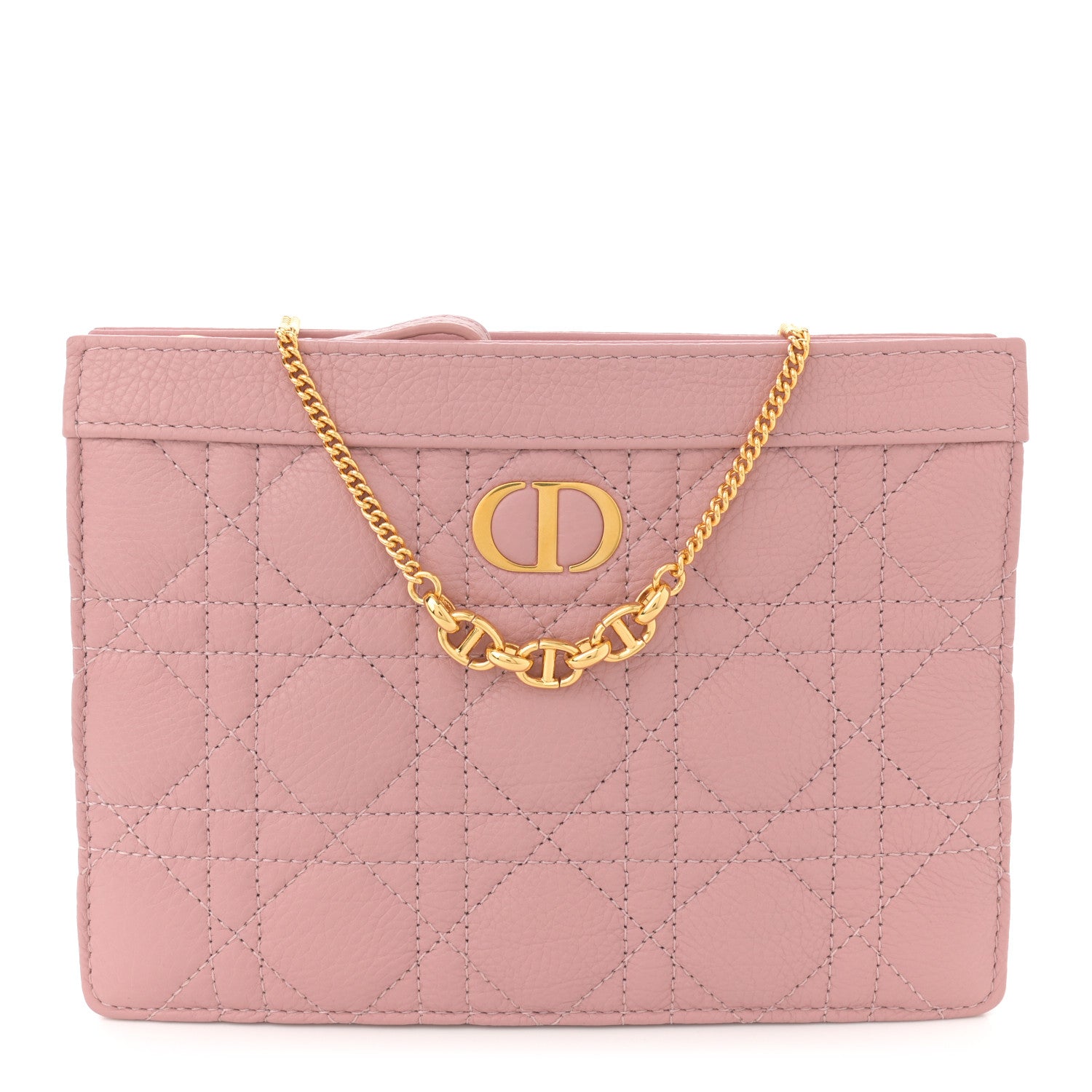 Christian Dior Calfskin Cannage Caro Zipped Pouch With Chain Fard 1 of 13