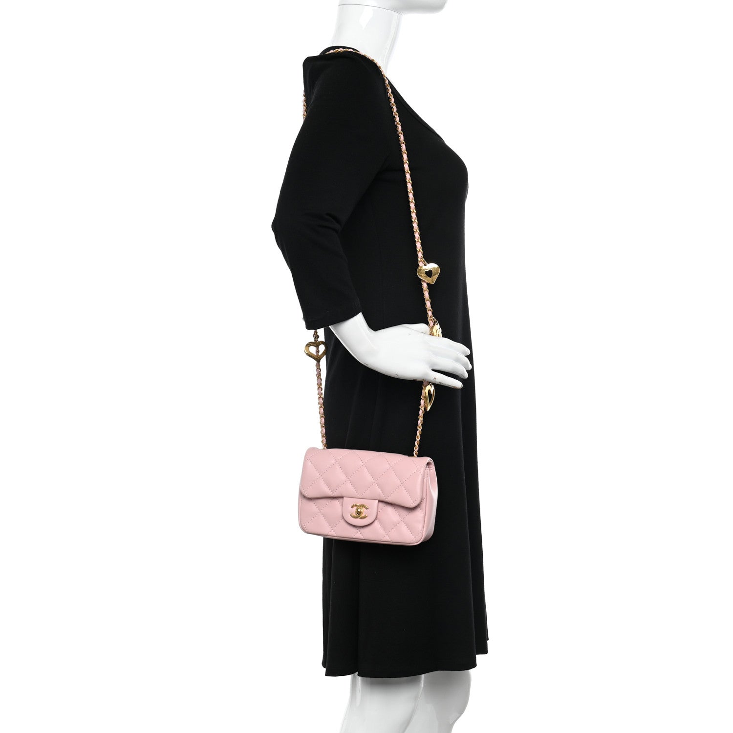 Chanel Lambskin Quilted Mini Heart Charms Flap Light Pink 2 of 11