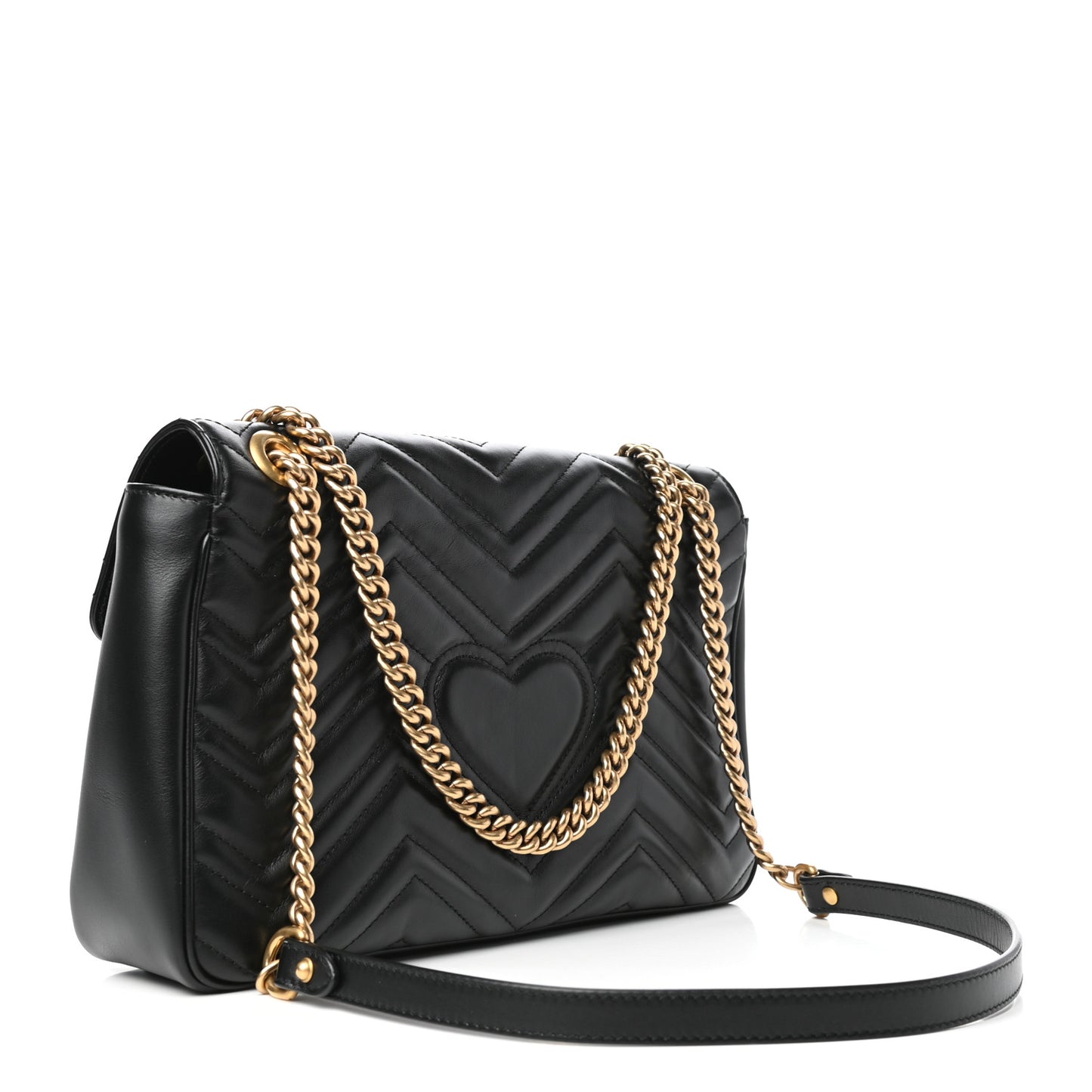 Calfskin Matelasse Medium GG Marmont Shoulder Bag Black