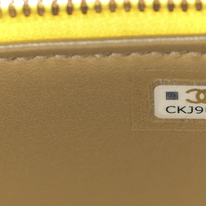 Chanel Lambskin Quilted Mini Pearl Crush Vanity Case With Chain Yellow 7 of 9