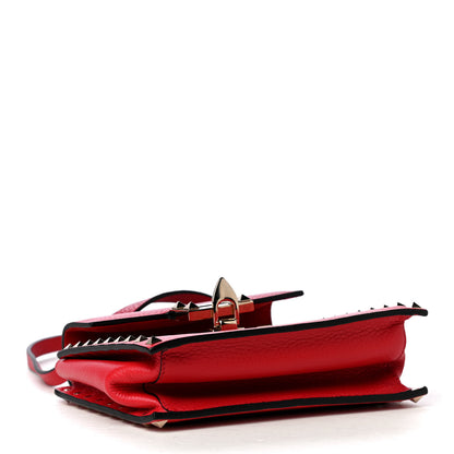 Valentino Garavani Pebbled Calfskin Rockstud Overlay Flap Top Handle Bag Rouge Pur 3 of 4