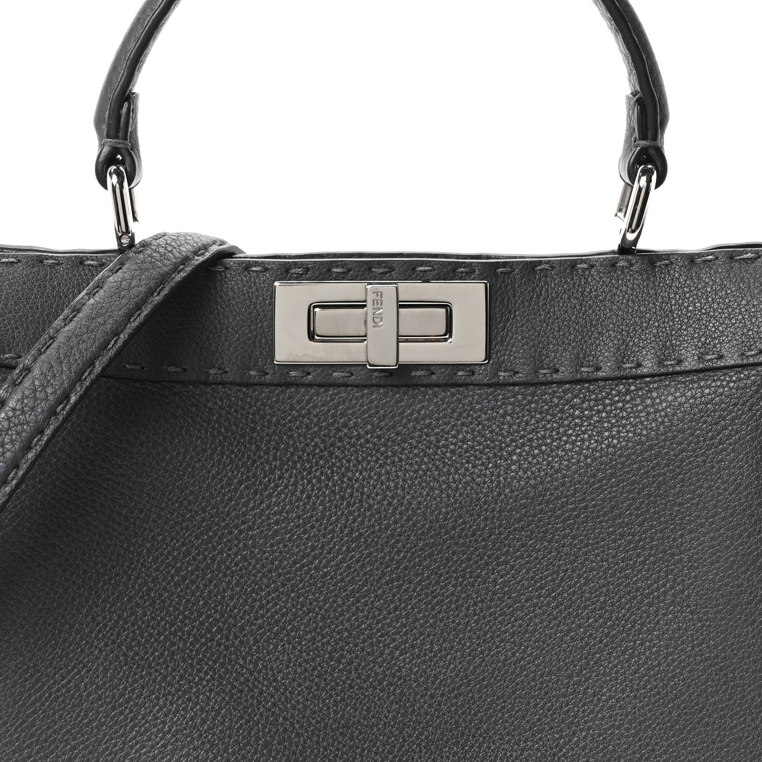 Fendi Cuoio Romano Selleria Chamois Medium Peekaboo I SEE U Satchel Asfalto Camelia 7 of 9