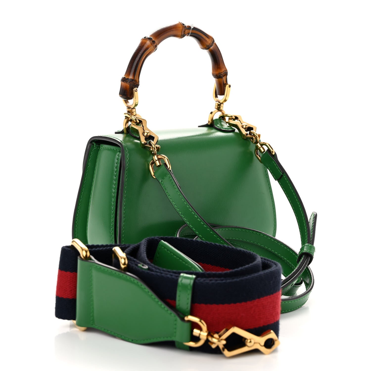 Gucci Boarded Dyana Lux Calfskin Mini Bamboo 1947 Top Handle Bag Spring Green 3 of 10