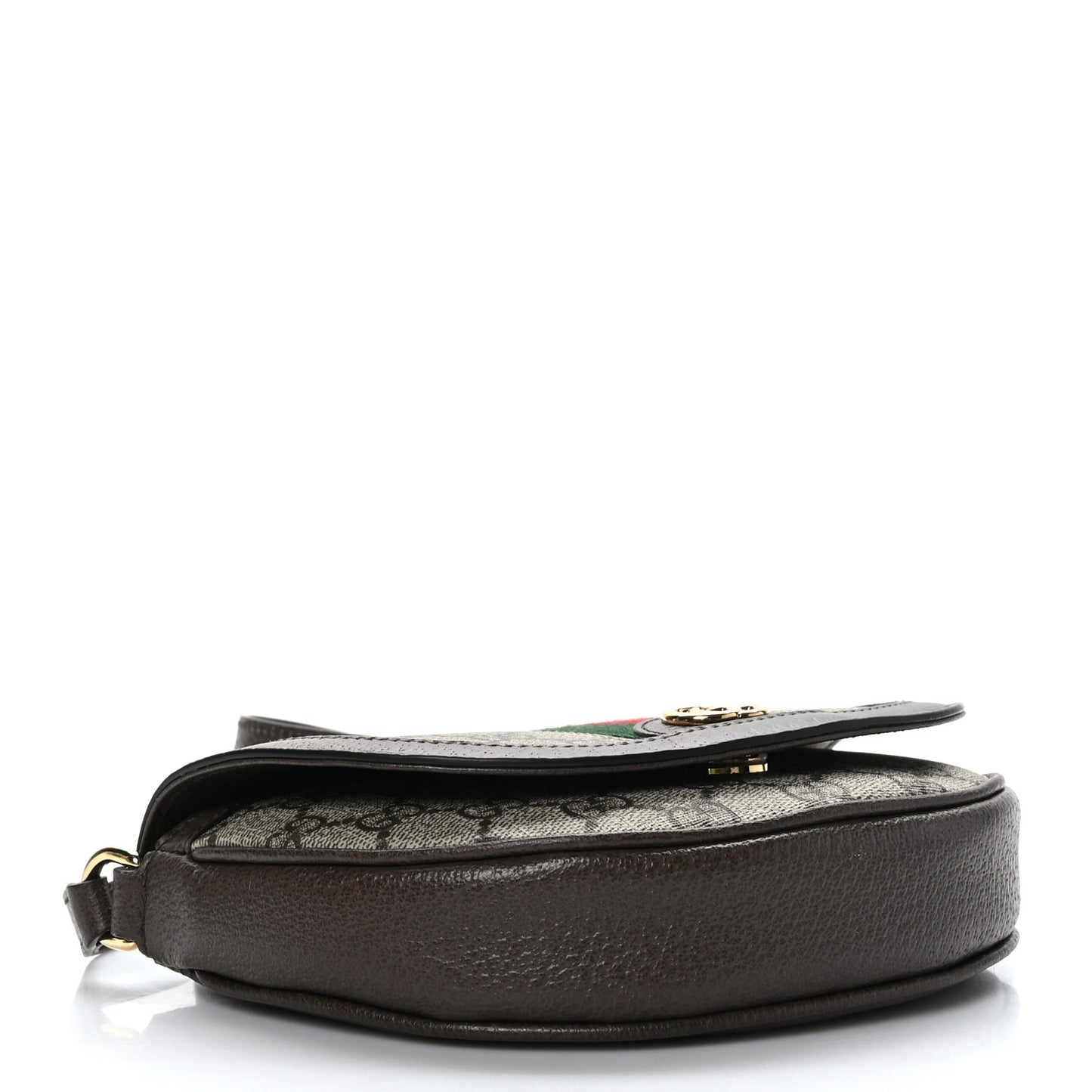 GG Supreme Monogram Textured Dollar Calfskin Web Mini Ophidia Flap Shoulder Bag Beige Ebony New Acero
