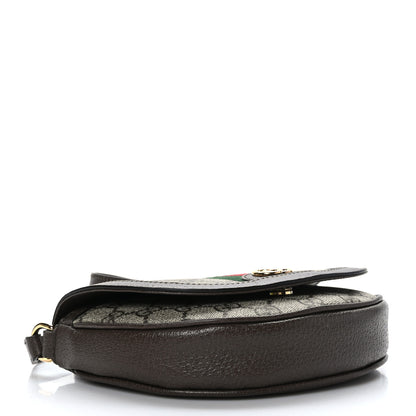 Gucci GG Supreme Monogram Textured Dollar Calfskin Web Mini Ophidia Flap Shoulder Bag Beige Ebony New Acero 4 of 9