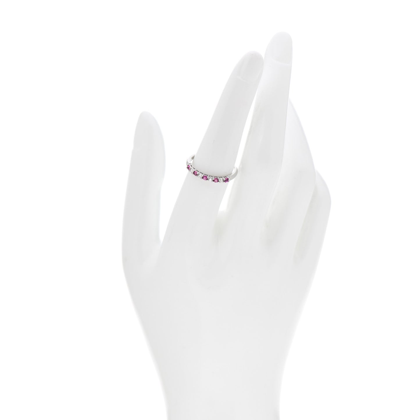 Platinum Diamond Pink Sapphire 2.2mm Embrace Half Circle Ring 54 7