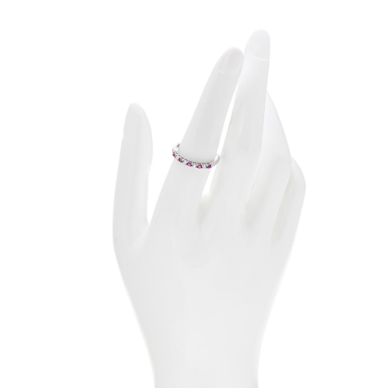 Tiffany Platinum Diamond Pink Sapphire 2.2mm Embrace Half Circle Ring 54 7 2 of 6