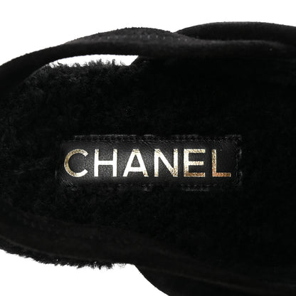 Chanel Suede Calfskin CC Slingback Loafers 40 Black 8 of 9