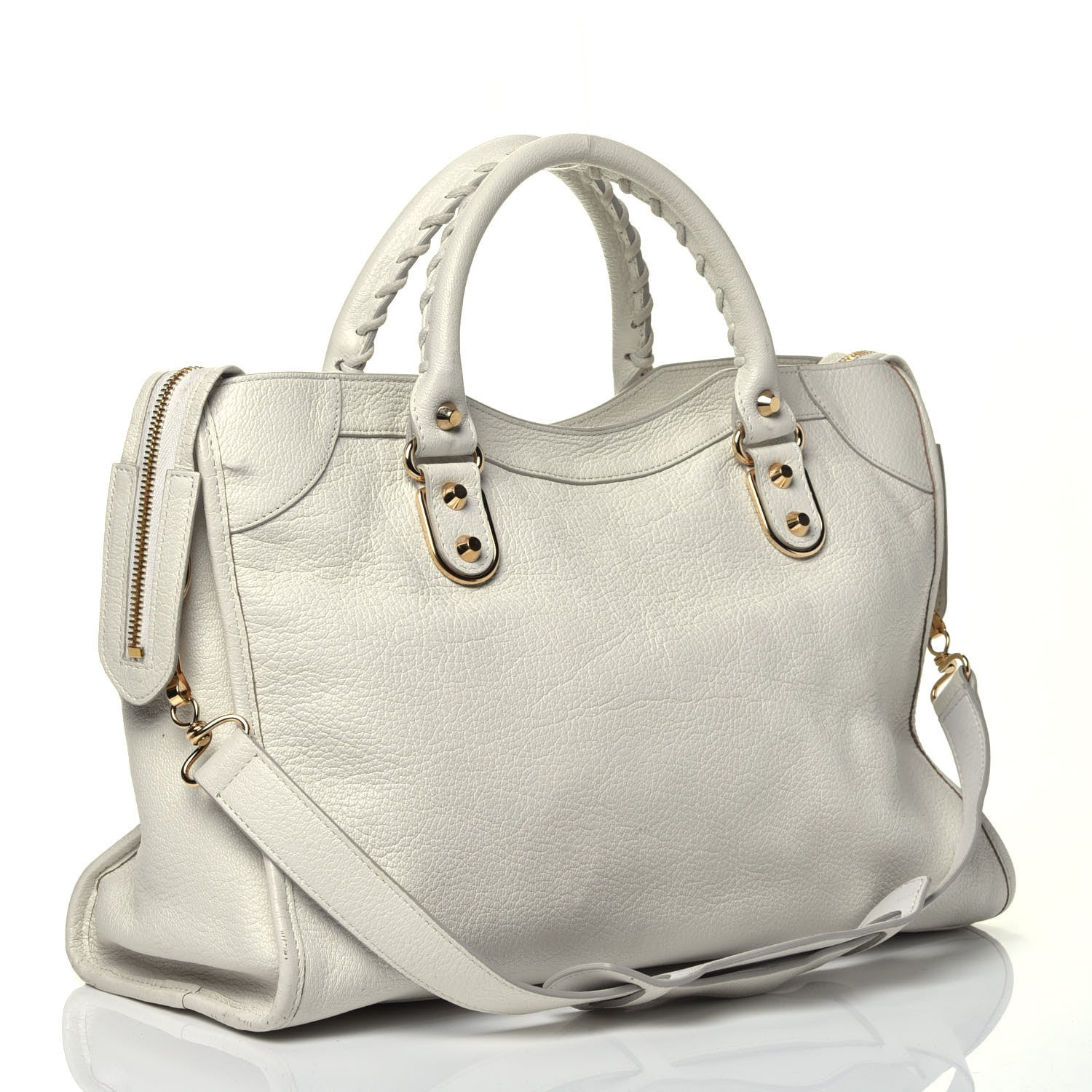 Balenciaga Chevre Gold Metallic Edge Hardware City White 4 of 10