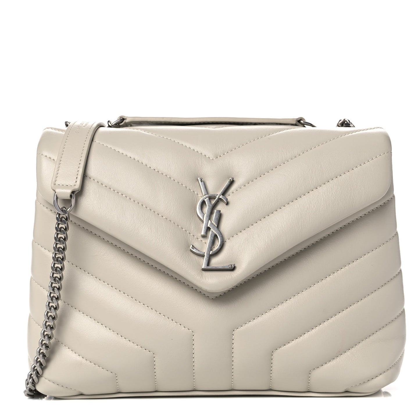 Calfskin Y Quilted Monogram Small Loulou Chain Satchel Crema Soft