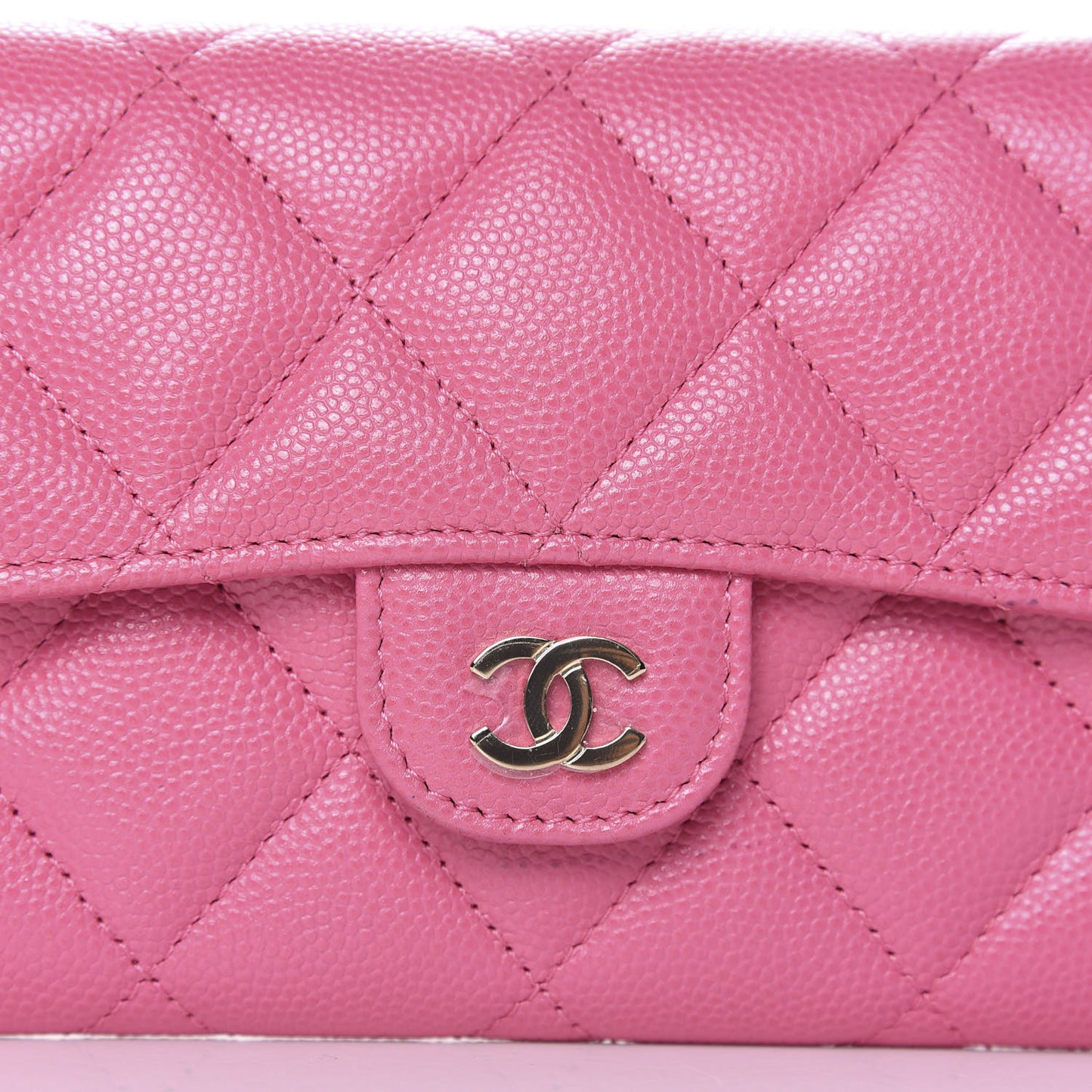 Caviar Quilted Large Flap Wallet Pink