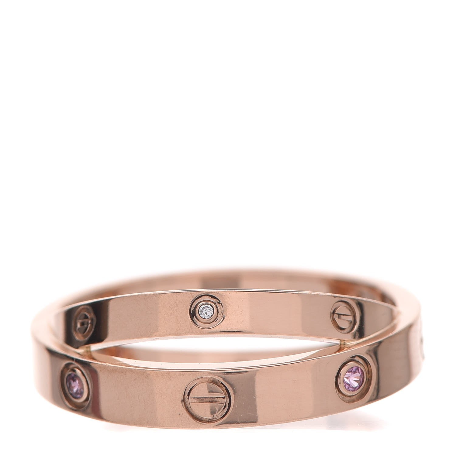 Cartier 18K Pink Gold Pink Sapphire Diamond LOVE Ring 56 7.5 1 of 4