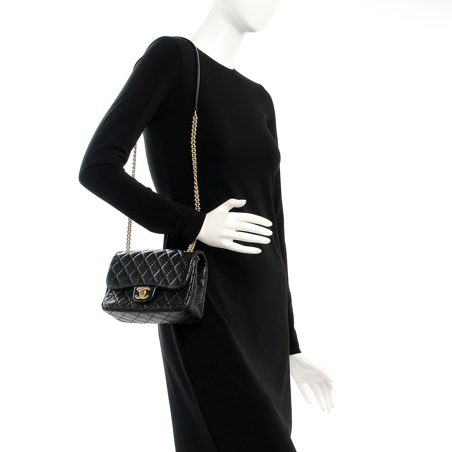 Lambskin Quilted Mini Studded Flap Black