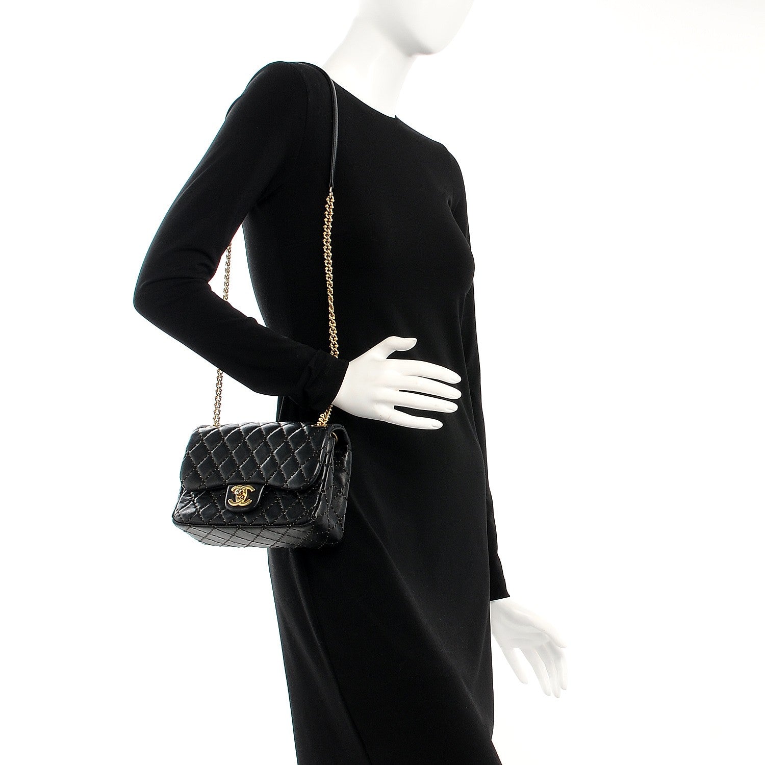 Chanel Lambskin Quilted Mini Studded Flap Black 2 of 8