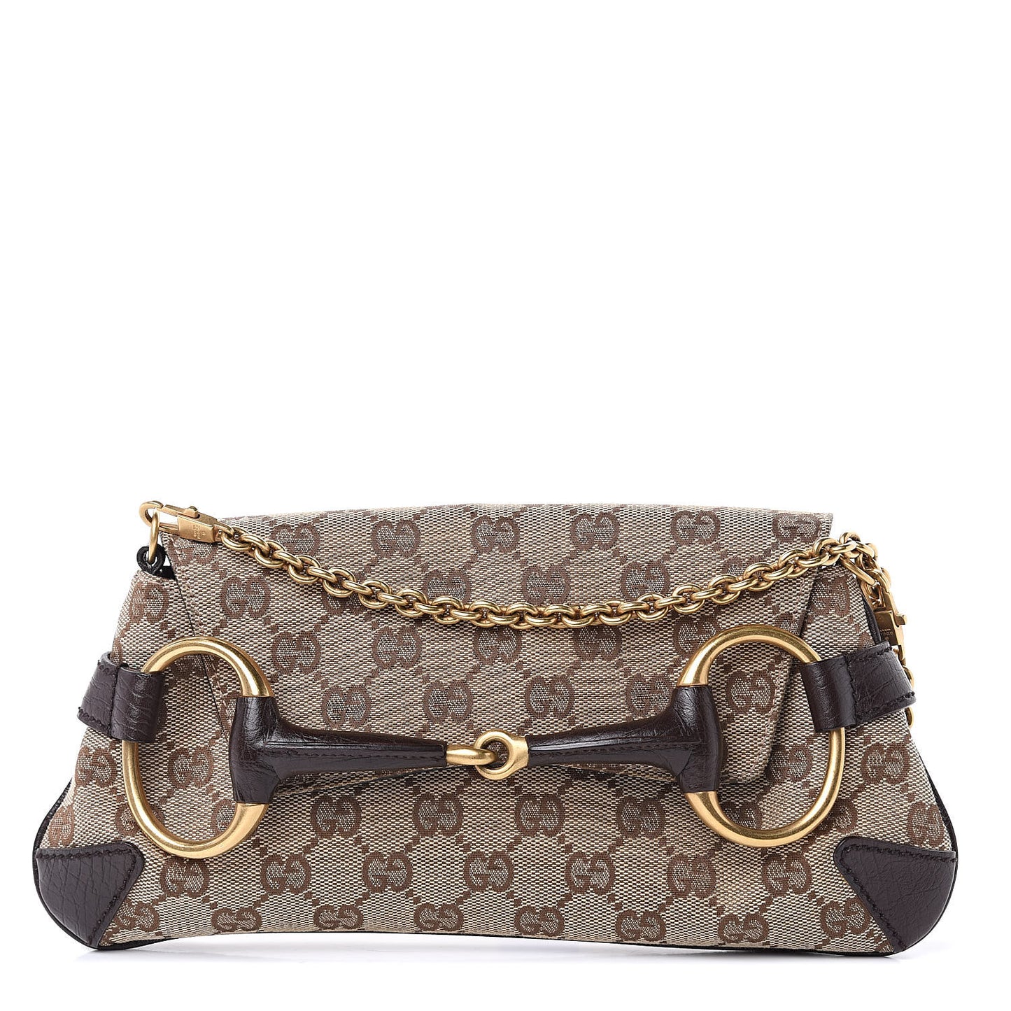 Monogram Horsebit Clutch Dark Brown