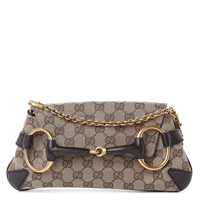 Gucci Monogram Horsebit Clutch Dark Brown 1 of 9